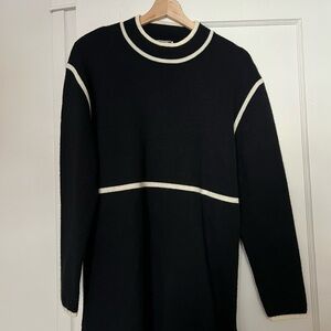 Elegant Black and White Crewneck Sweater